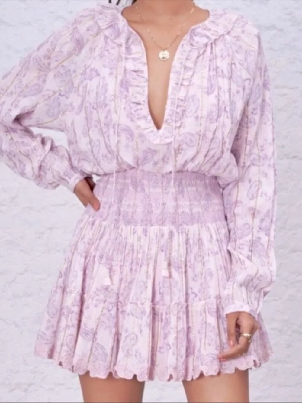 Revolve House of Harlow 1960 Ajay Lavender Print Boho Dress M